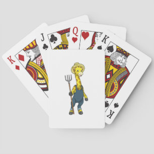 Giraffe as Farmer with Pitchfork Playing Cards