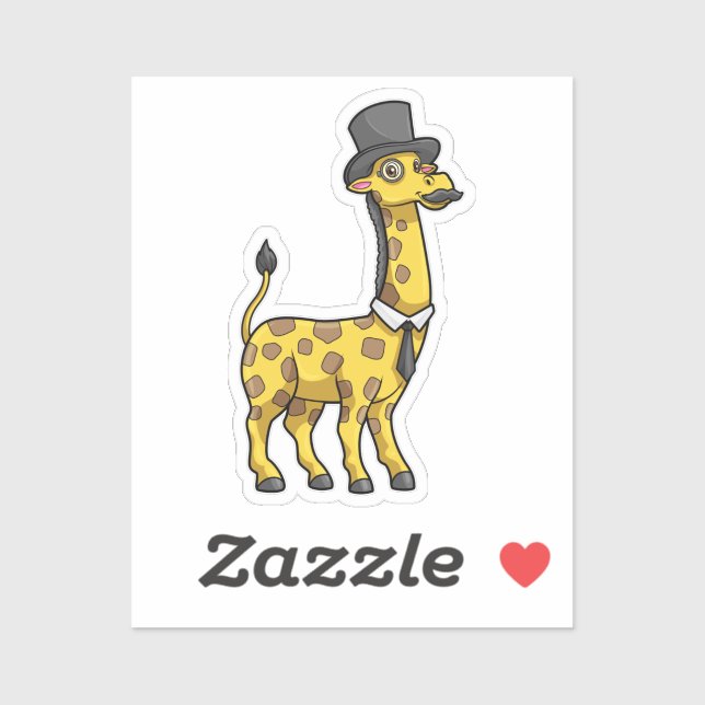 Giraffe as Gentleman with Hat, Tie and Moustache (Sheet)