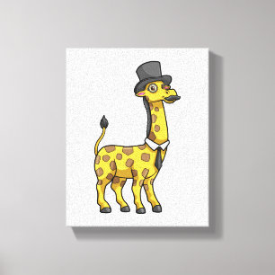 Giraffe as Gentleman with Hat, Tie and Moustache Canvas Print