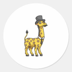 Giraffe as Gentleman with Hat, Tie and Moustache Classic Round Sticker
