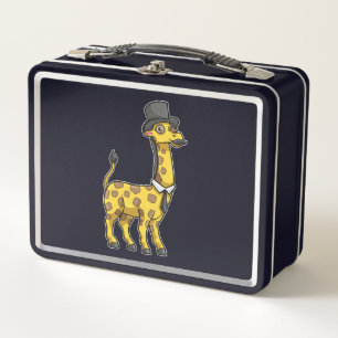 Giraffe as Gentleman with Hat, Tie and Moustache Metal Lunch Box