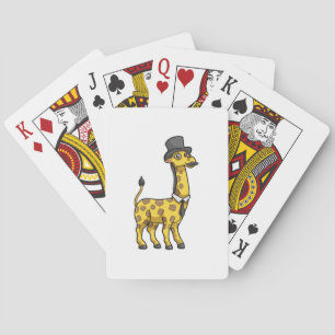 Giraffe as Gentleman with Hat, Tie and Moustache Playing Cards