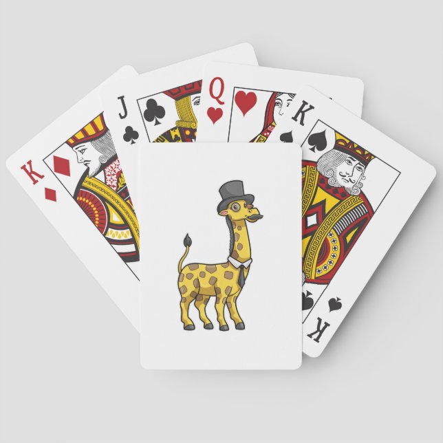 Giraffe as Gentleman with Hat, Tie and Moustache Playing Cards (Back)