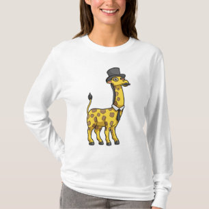 Giraffe as Gentleman with Hat, Tie and Moustache T-Shirt