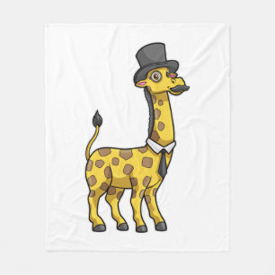 Giraffe as Gentleman with Hat, Tie and Mustache Fleece Blanket