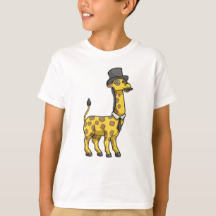 Giraffe as Gentleman with Hat, Tie and Mustache T-Shirt