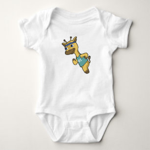 Giraffe as Jogger at Running with Headband Baby Bodysuit