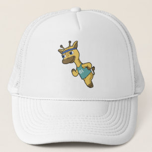 Giraffe as Jogger at Running with Headband Trucker Hat