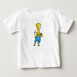 Giraffe as Miner with Pickaxe Baby T-Shirt