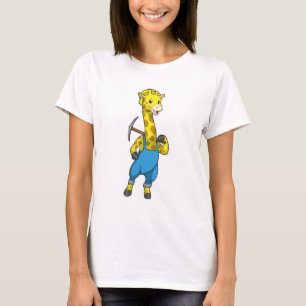 Giraffe as Miner with Pickaxe T-Shirt