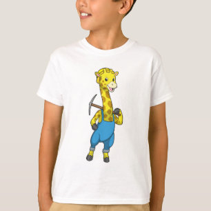 Giraffe as Miner with Pickaxe T-Shirt