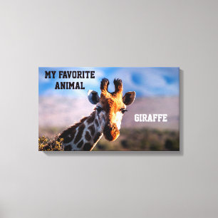 Giraffe as My Favourite Animal Custom Canvas Print