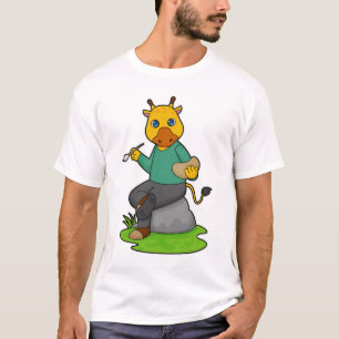 Giraffe as Painter with Paint brush T-Shirt