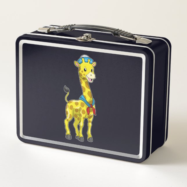 Giraffe as Sailor with Sailor hat Metal Lunch Box (Front)