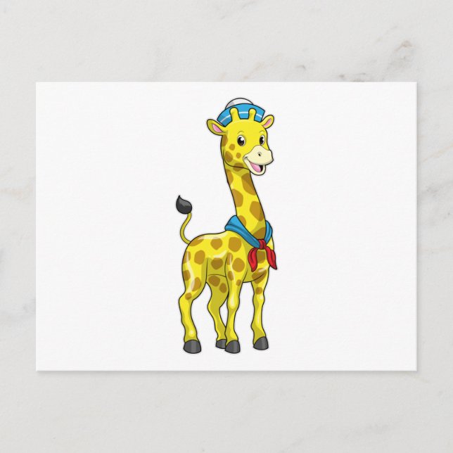 Giraffe as Sailor with Sailor hat Postcard (Front)
