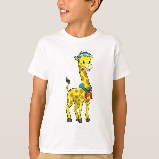 Giraffe as Sailor with Sailor hat T-Shirt (Front)