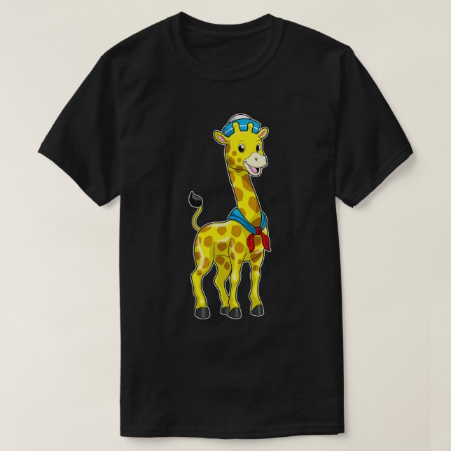 Giraffe as Sailor with Sailor hat T-Shirt (Design Front)