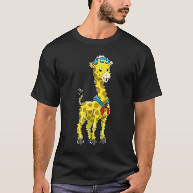 Giraffe as Sailor with Sailor hat T-Shirt (Front)