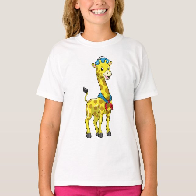 Giraffe as Sailor with Sailor hat T-Shirt (Front)