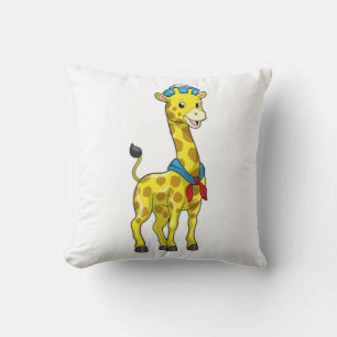 Giraffe as Sailor with Sailor hat Throw Pillow