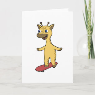 Giraffe as Skater with Skateboard Card