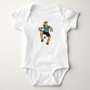 Giraffe as Soccer player with Soccer ball Baby Bodysuit