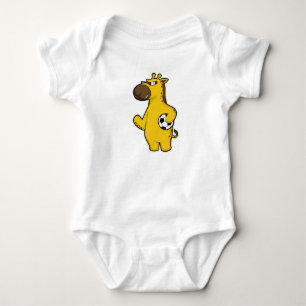 Giraffe as Soccer player with Soccer ball Baby Bodysuit