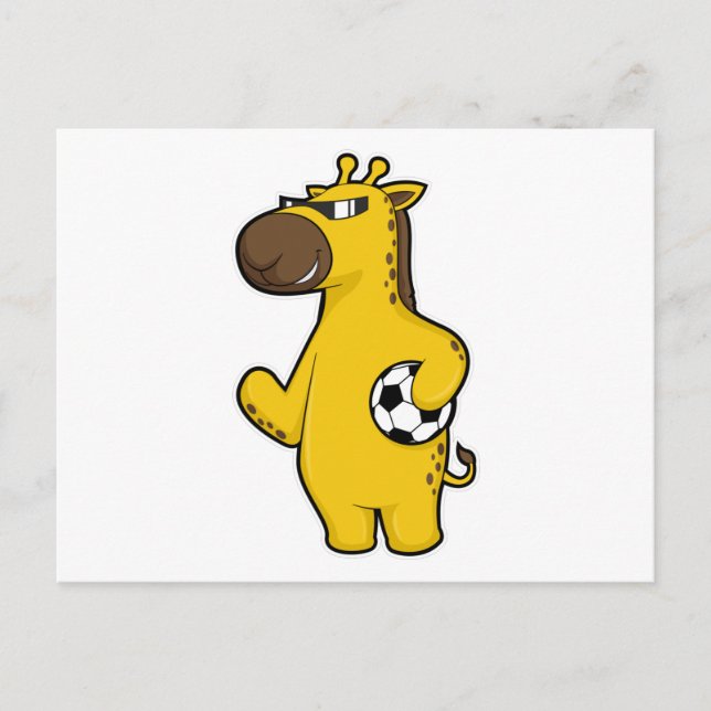 Giraffe as Soccer player with Soccer ball Postcard (Front)