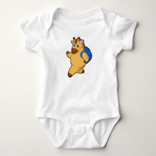 Giraffe as Student with Backpack Baby Bodysuit