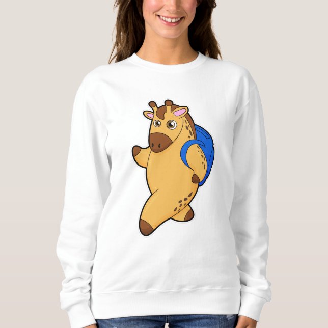 Giraffe as Student with Backpack Sweatshirt (Front)