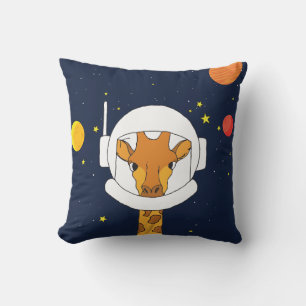 Giraffe Astronaut Animal With Space Helmet Clipart Throw Pillow