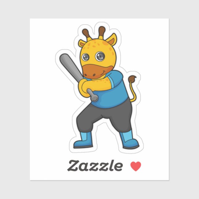 Giraffe at Baseball  with Baseball bat (Sheet)