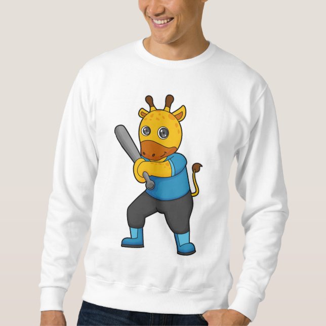 Giraffe at Baseball  with Baseball bat Sweatshirt (Front)
