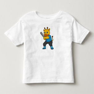 Giraffe at Baseball  with Baseball bat Toddler T-shirt