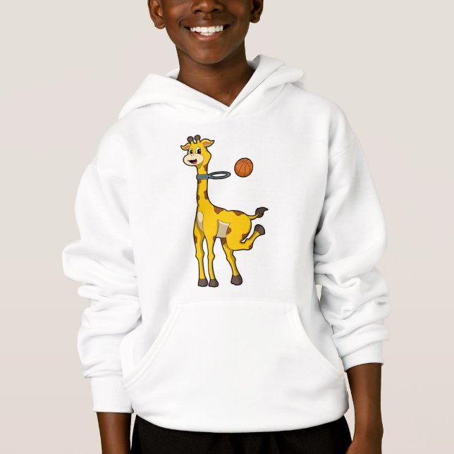 Giraffe at Basketball with Basketball hoop (Front)