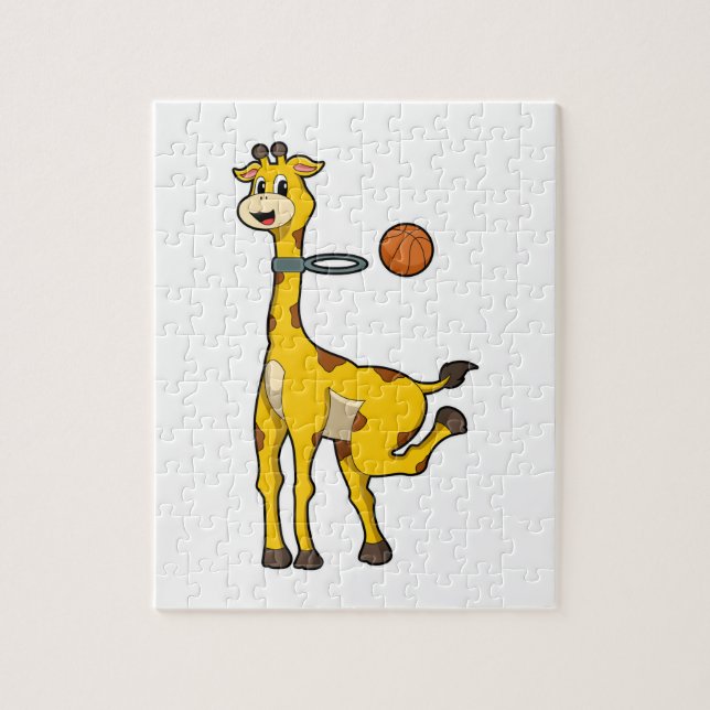 Giraffe at Basketball with Basketball hoop Jigsaw Puzzle (Vertical)
