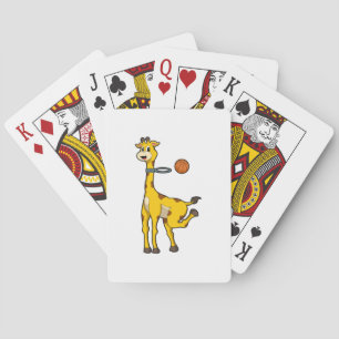 Giraffe at Basketball with Basketball hoop Playing Cards
