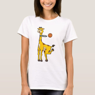 Giraffe at Basketball with Basketball hoop T-Shirt