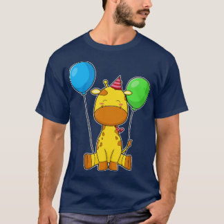 Giraffe at Birthday with Balloons T-Shirt