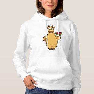 Giraffe at Eating with Watermelon Hoodie