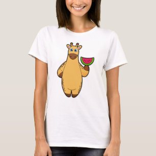 Giraffe at Eating with Watermelon T-Shirt