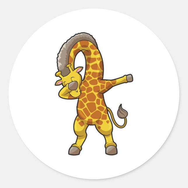 Giraffe at Hip Hop Dance Dab Classic Round Sticker (Front)