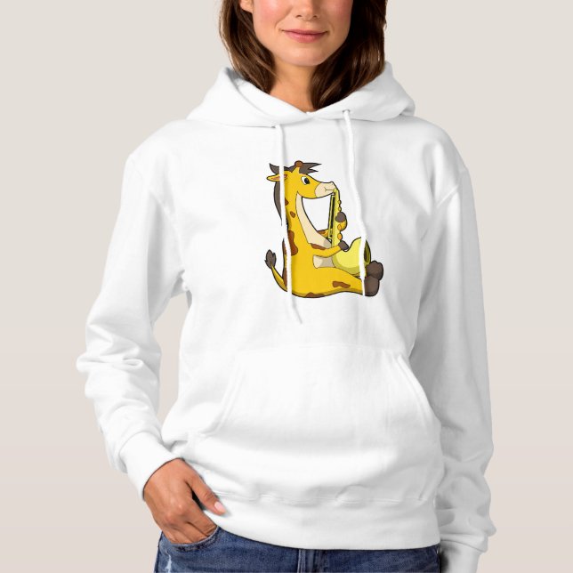 Giraffe at Music with Saxophone.PNG Hoodie (Front)