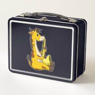 Giraffe at Music with Saxophone.PNG Metal Lunch Box