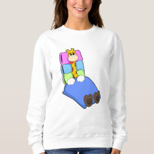 Giraffe at Sleeping with Blanket & Pillow Sweatshirt