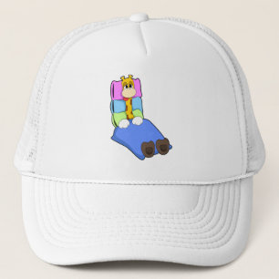 Giraffe at Sleeping with Blanket & Pillow Trucker Hat