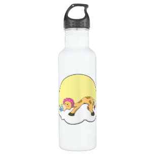 Giraffe at Sleeping with Cloud & Sun 710 Ml Water Bottle