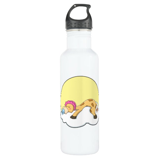 Giraffe at Sleeping with Cloud & Sun 710 Ml Water Bottle (Front)