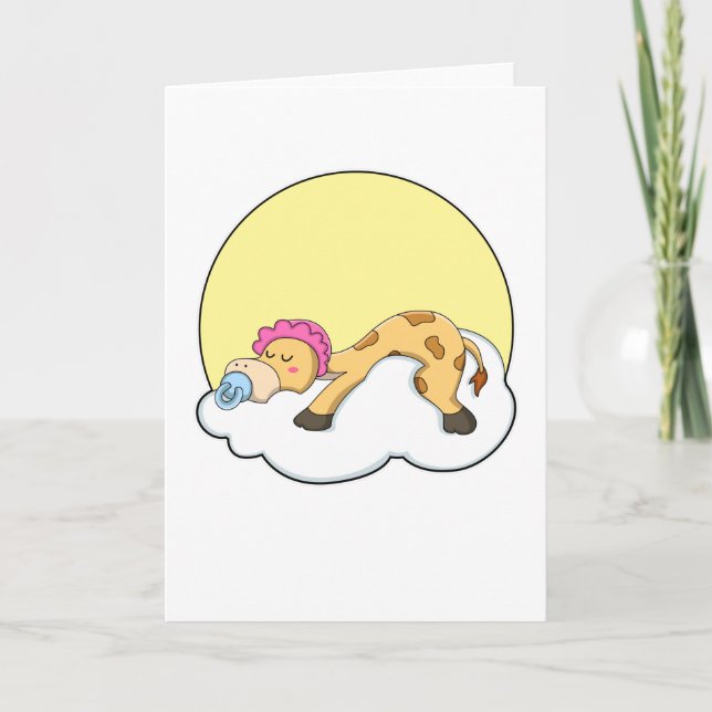 Giraffe at Sleeping with Cloud & Sun Card (Front)