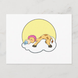 Giraffe at Sleeping with Cloud & Sun Postcard